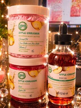 DillPicky Apple Cinnamon Body Oil, Body Butter And Sugar Scrub Trio
